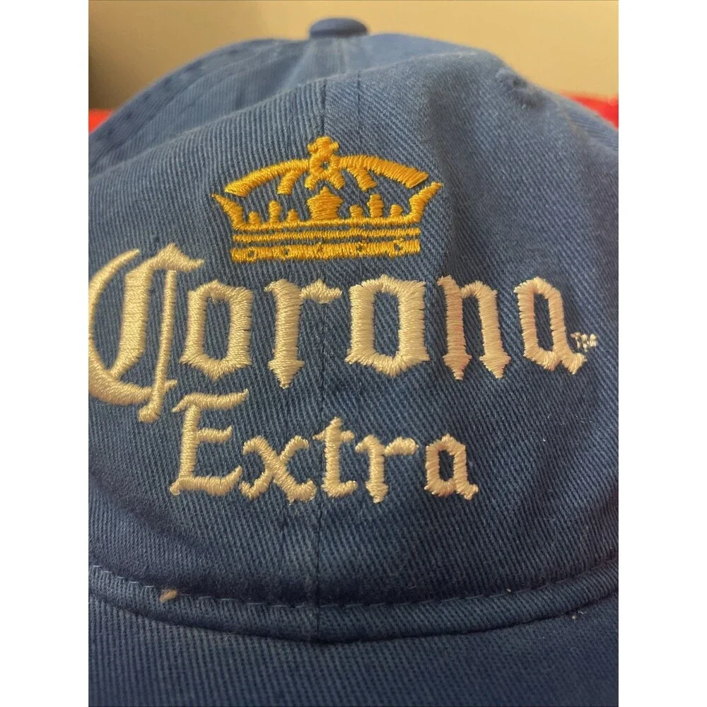 Corona Extra Beer Hat Cap Strap Back Adjustable One Size Blue Embroidered